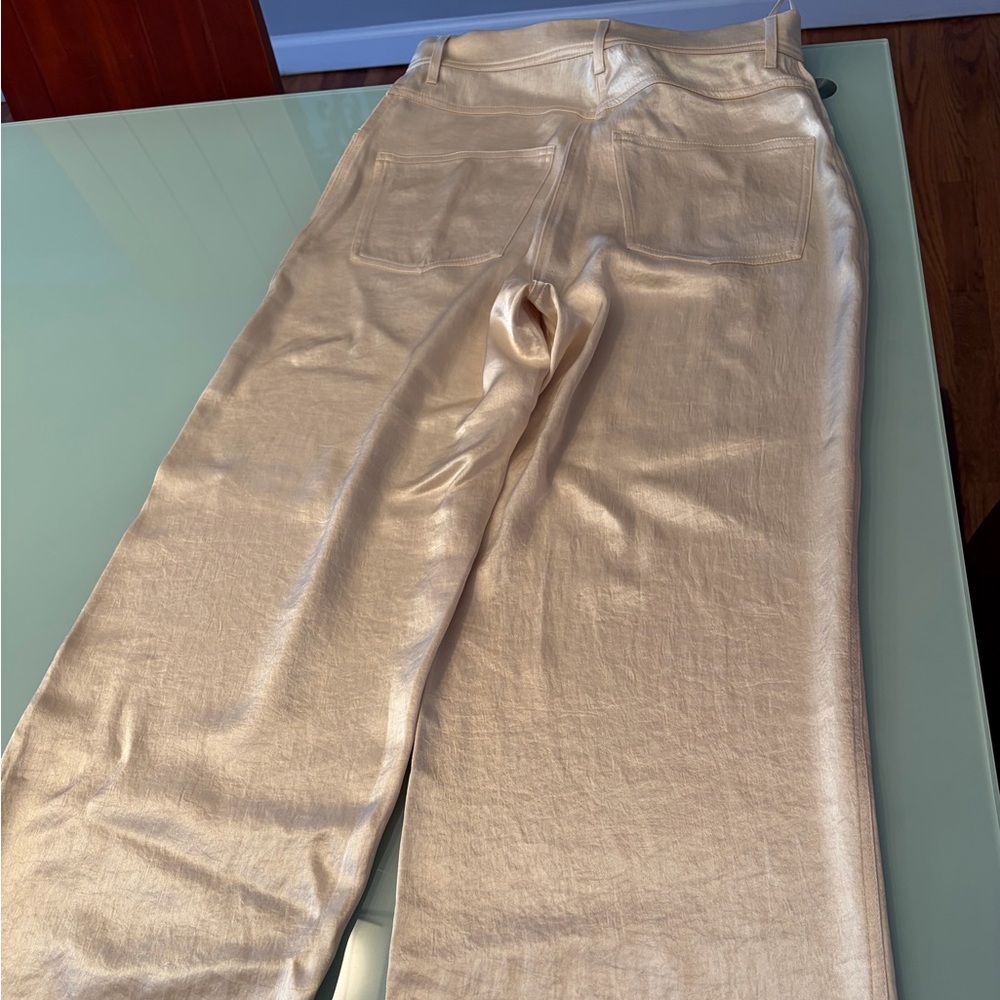 Nanushka Beige Satin Straight Leg Pants